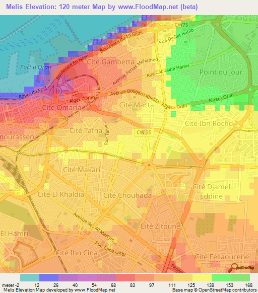 Melis,Algeria Elevation Map