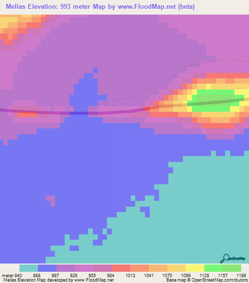 Melias,Algeria Elevation Map