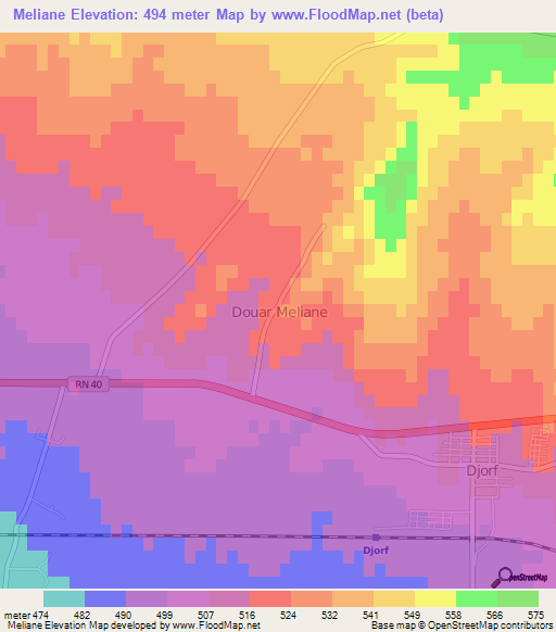 Meliane,Algeria Elevation Map