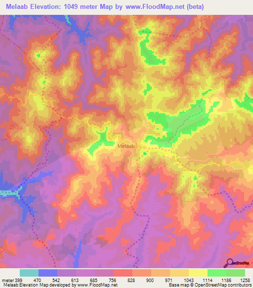Melaab,Algeria Elevation Map