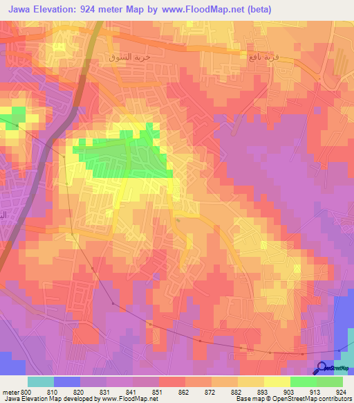 Jawa,Jordan Elevation Map