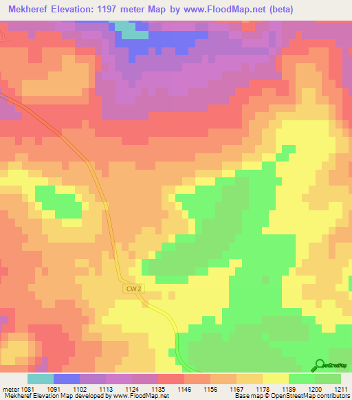 Mekheref,Algeria Elevation Map