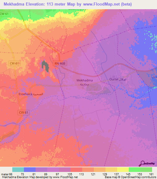 Mekhadma,Algeria Elevation Map