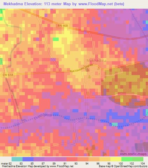 Mekhadma,Algeria Elevation Map