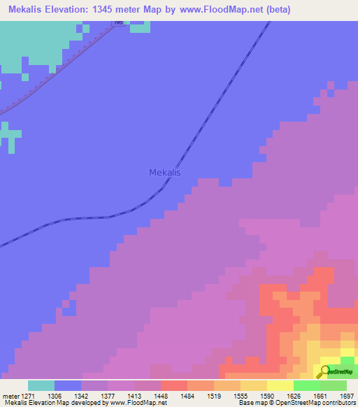 Mekalis,Algeria Elevation Map