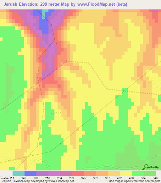 Jarrish,Jordan Elevation Map