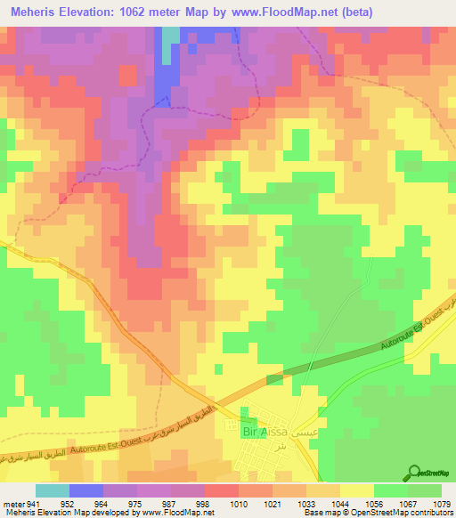 Meheris,Algeria Elevation Map