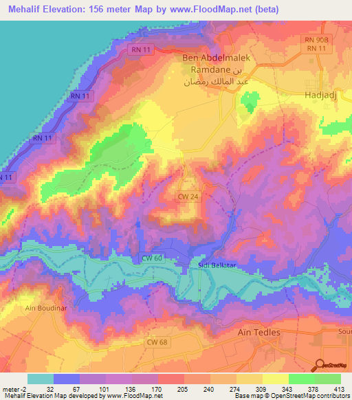 Mehalif,Algeria Elevation Map