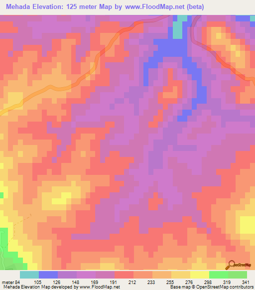 Mehada,Algeria Elevation Map