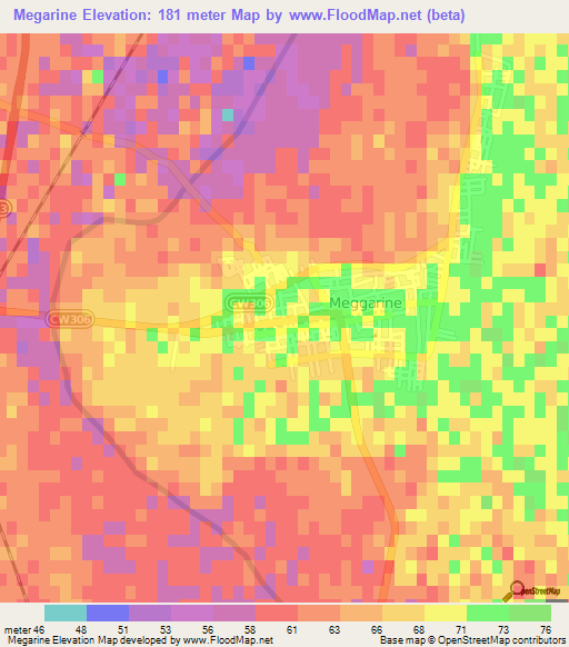 Megarine,Algeria Elevation Map