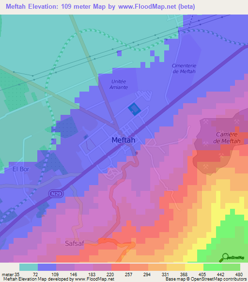 Meftah,Algeria Elevation Map