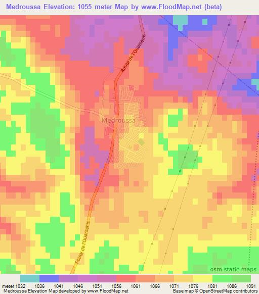 Medroussa,Algeria Elevation Map