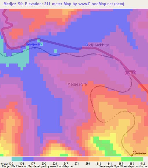 Medjez Sfa,Algeria Elevation Map