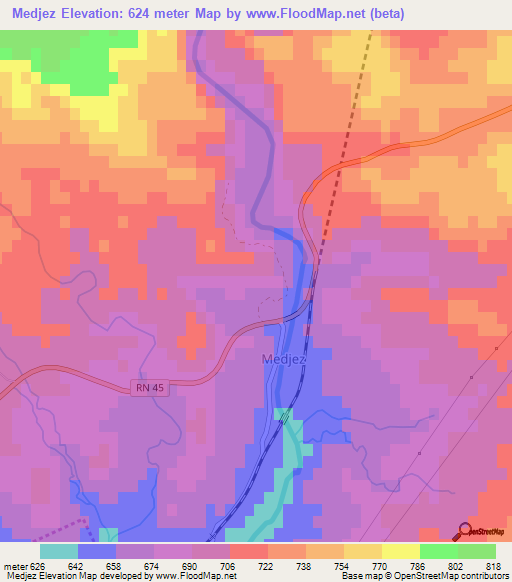 Medjez,Algeria Elevation Map