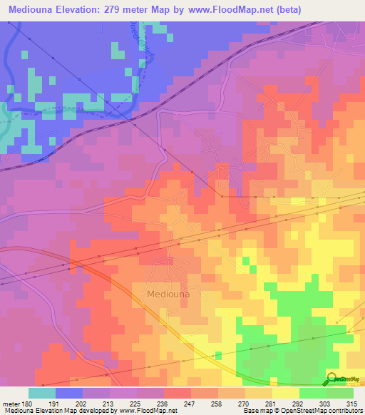 Mediouna,Algeria Elevation Map