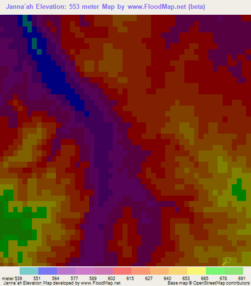 Janna`ah,Jordan Elevation Map