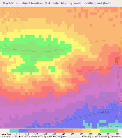 Mechtet Zouatna,Algeria Elevation Map