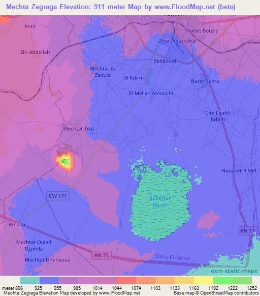 Mechta Zegraga,Algeria Elevation Map