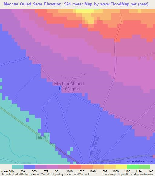Mechtet Ouled Setta,Algeria Elevation Map