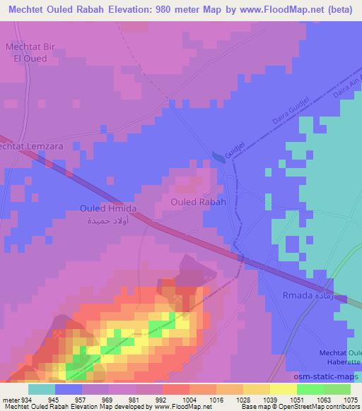 Mechtet Ouled Rabah,Algeria Elevation Map