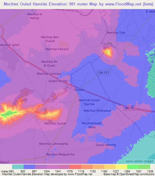 Mechtet Ouled Hamida,Algeria Elevation Map
