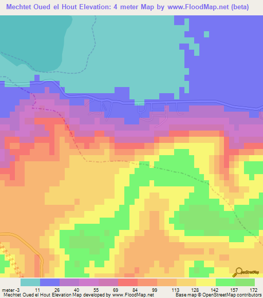 Mechtet Oued el Hout,Algeria Elevation Map