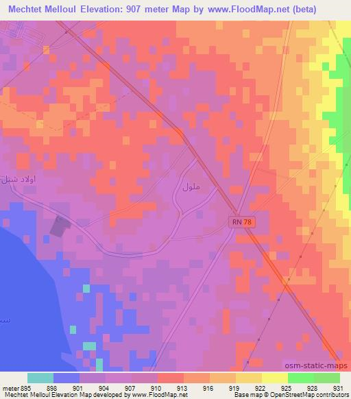 Mechtet Melloul,Algeria Elevation Map