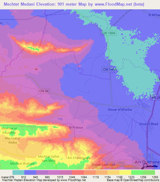 Mechtet Medani,Algeria Elevation Map