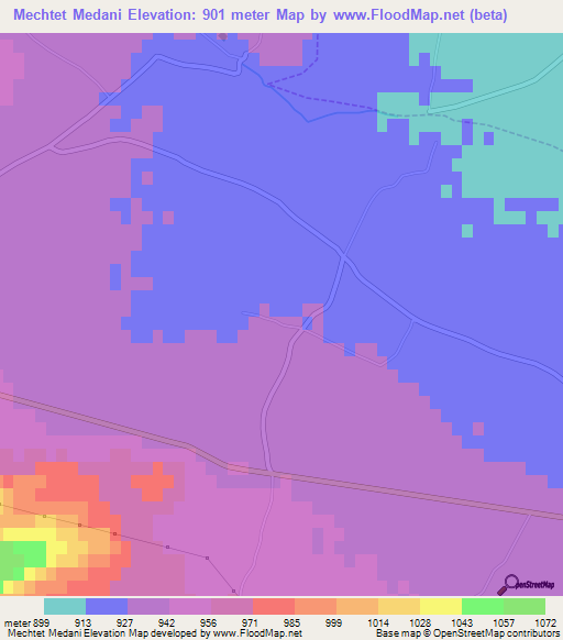 Mechtet Medani,Algeria Elevation Map