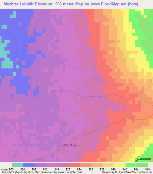 Mechtet Lablalit,Algeria Elevation Map