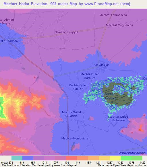 Mechtet Hadar,Algeria Elevation Map