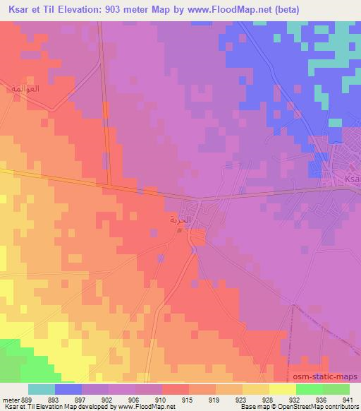 Ksar et Til,Algeria Elevation Map