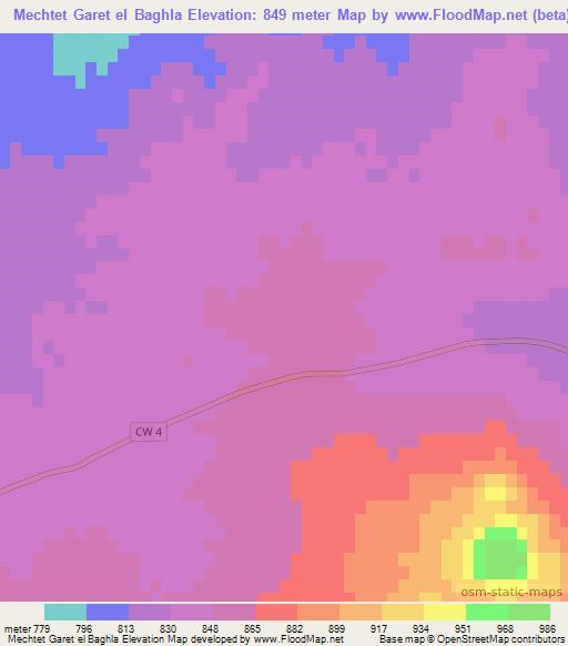 Mechtet Garet el Baghla,Algeria Elevation Map