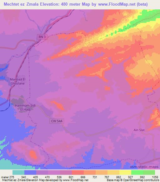 Mechtet ez Zmala,Algeria Elevation Map