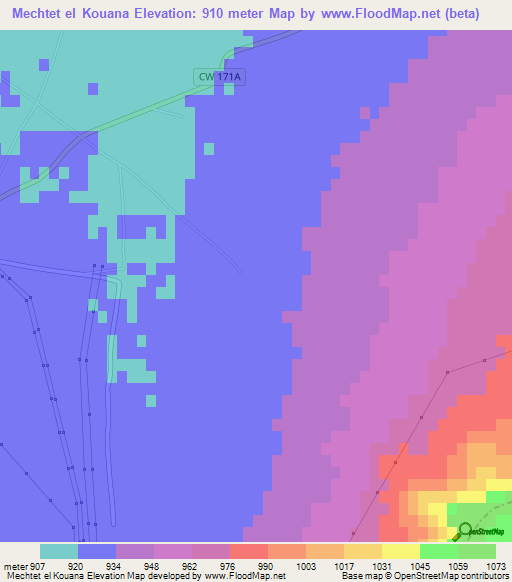 Mechtet el Kouana,Algeria Elevation Map