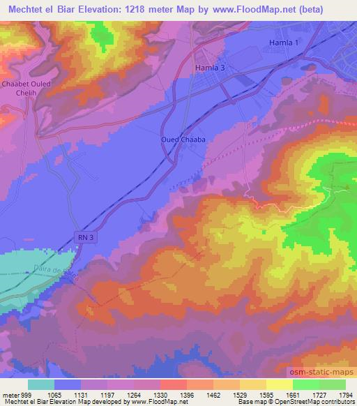 Mechtet el Biar,Algeria Elevation Map