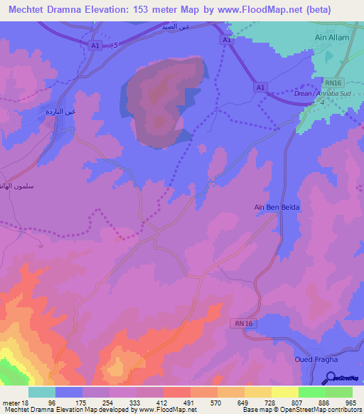 Mechtet Dramna,Algeria Elevation Map