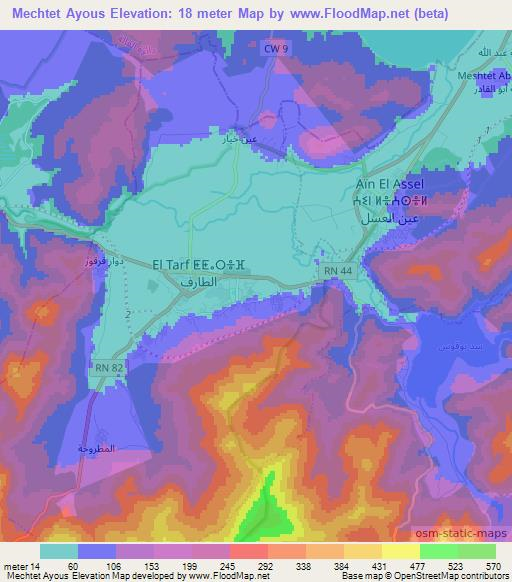 Mechtet Ayous,Algeria Elevation Map