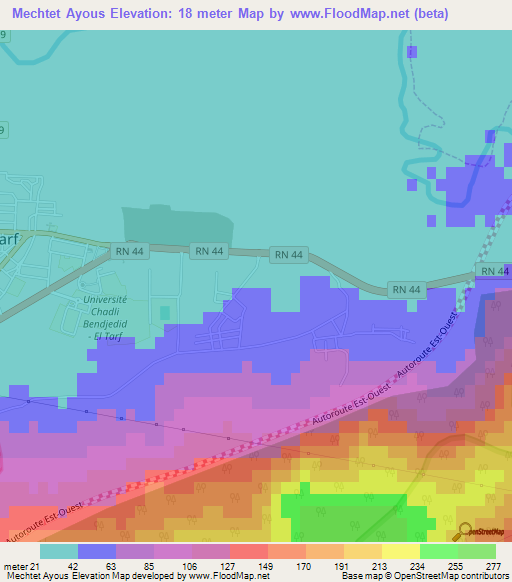 Mechtet Ayous,Algeria Elevation Map