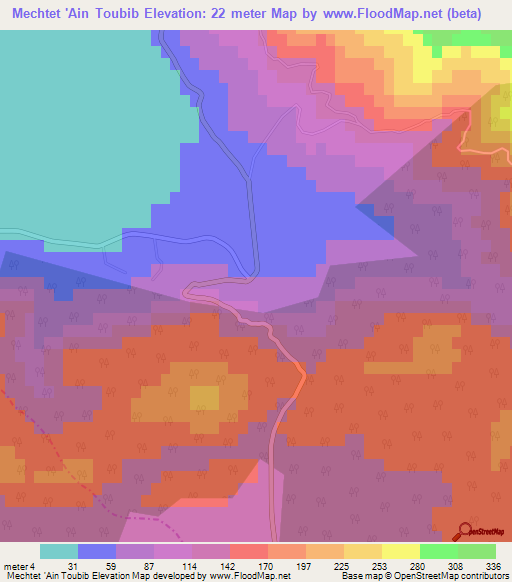 Mechtet 'Ain Toubib,Algeria Elevation Map