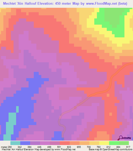 Mechtet 'Ain Hallouf,Algeria Elevation Map