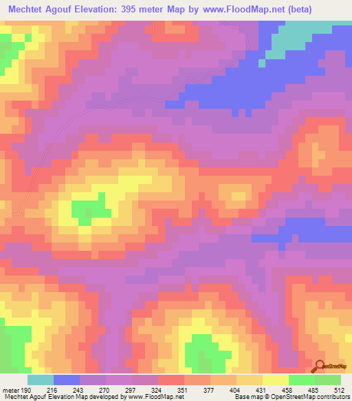 Mechtet Agouf,Algeria Elevation Map