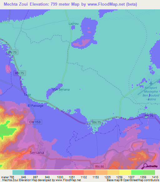Mechta Zoui,Algeria Elevation Map