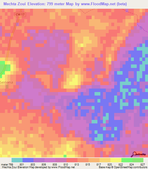 Mechta Zoui,Algeria Elevation Map