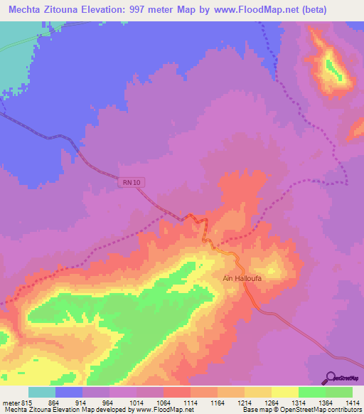 Mechta Zitouna,Algeria Elevation Map