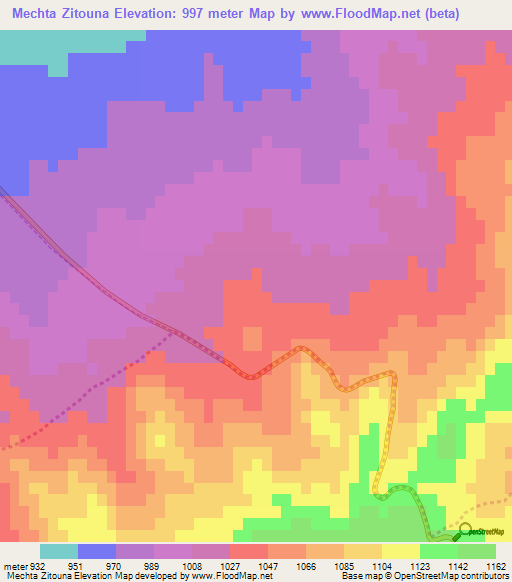 Mechta Zitouna,Algeria Elevation Map