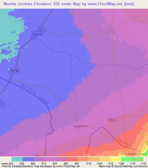 Mechta Zerdaba,Algeria Elevation Map