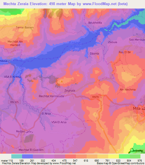 Mechta Zeraia,Algeria Elevation Map