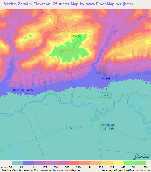 Mechta Zeradla,Algeria Elevation Map