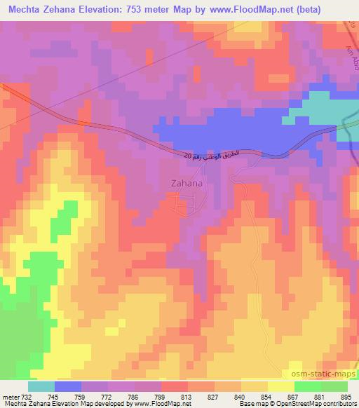 Mechta Zehana,Algeria Elevation Map